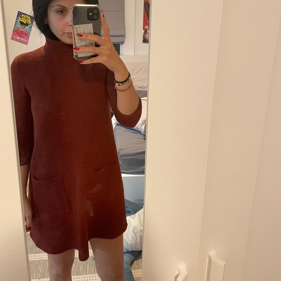 Everly brown sweater dress‎ with pockets - Picture 1 of 8